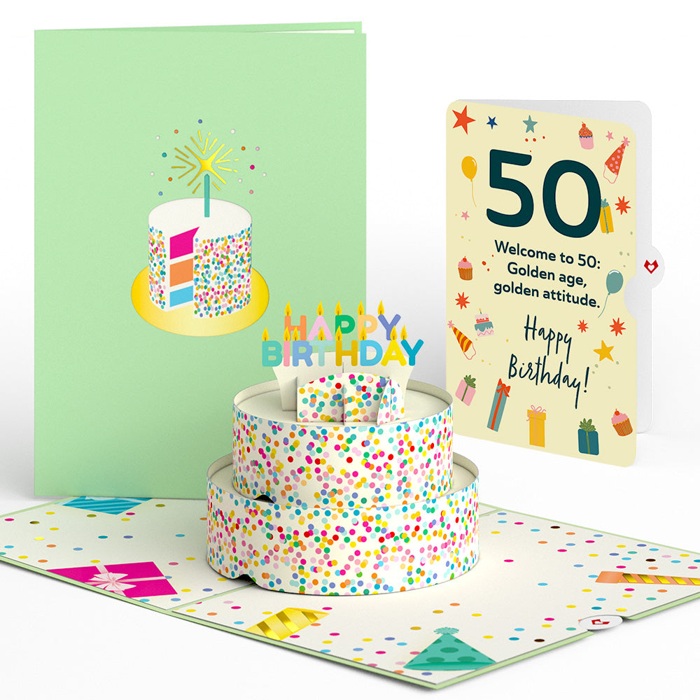 Sprinkles 50th Birthday Cake Pop-Up Card and Sentiment Set、mySite、solidvoid