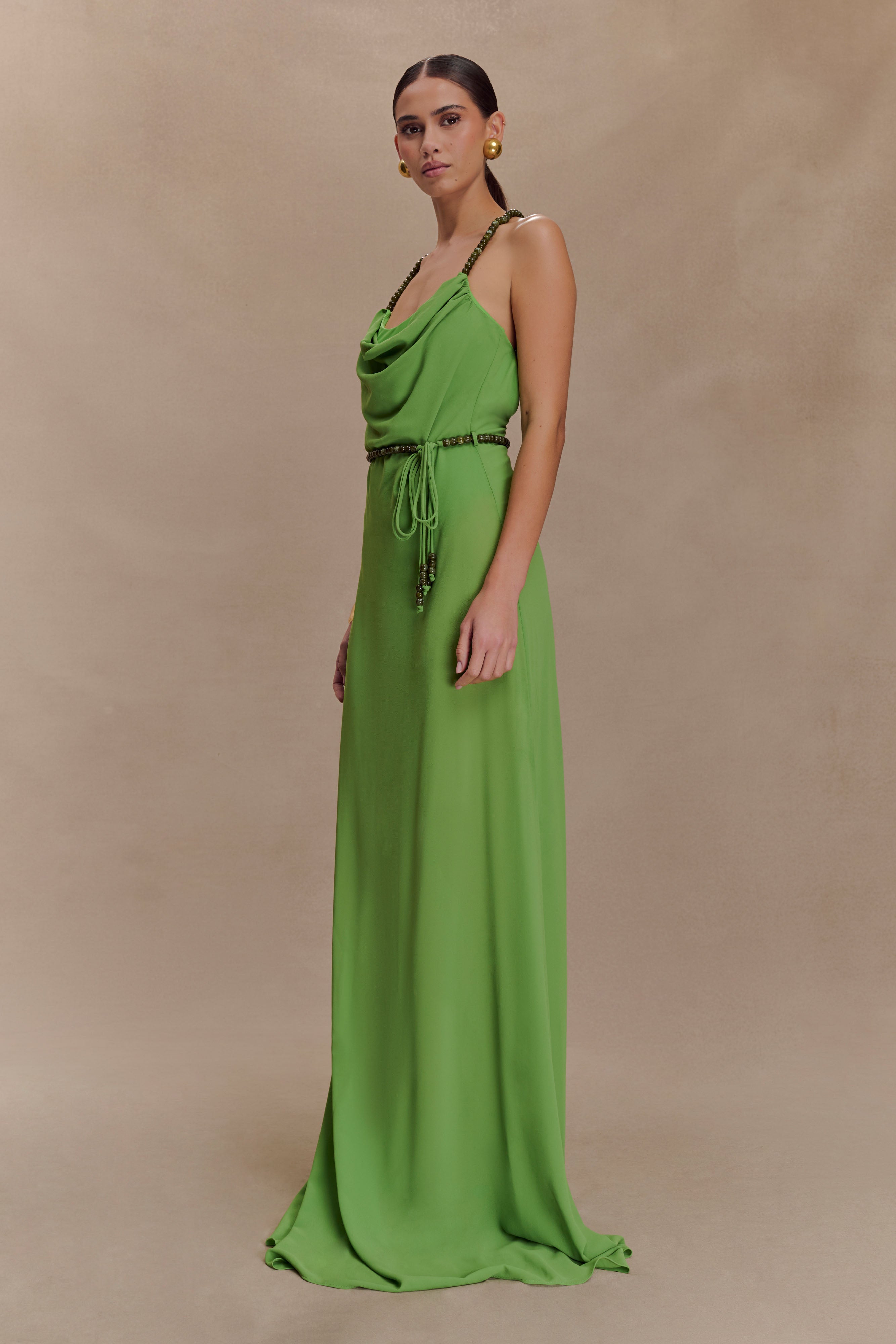 Elaine Chiffon Beaded Maxi Dress - Green、mySite、solidvoid