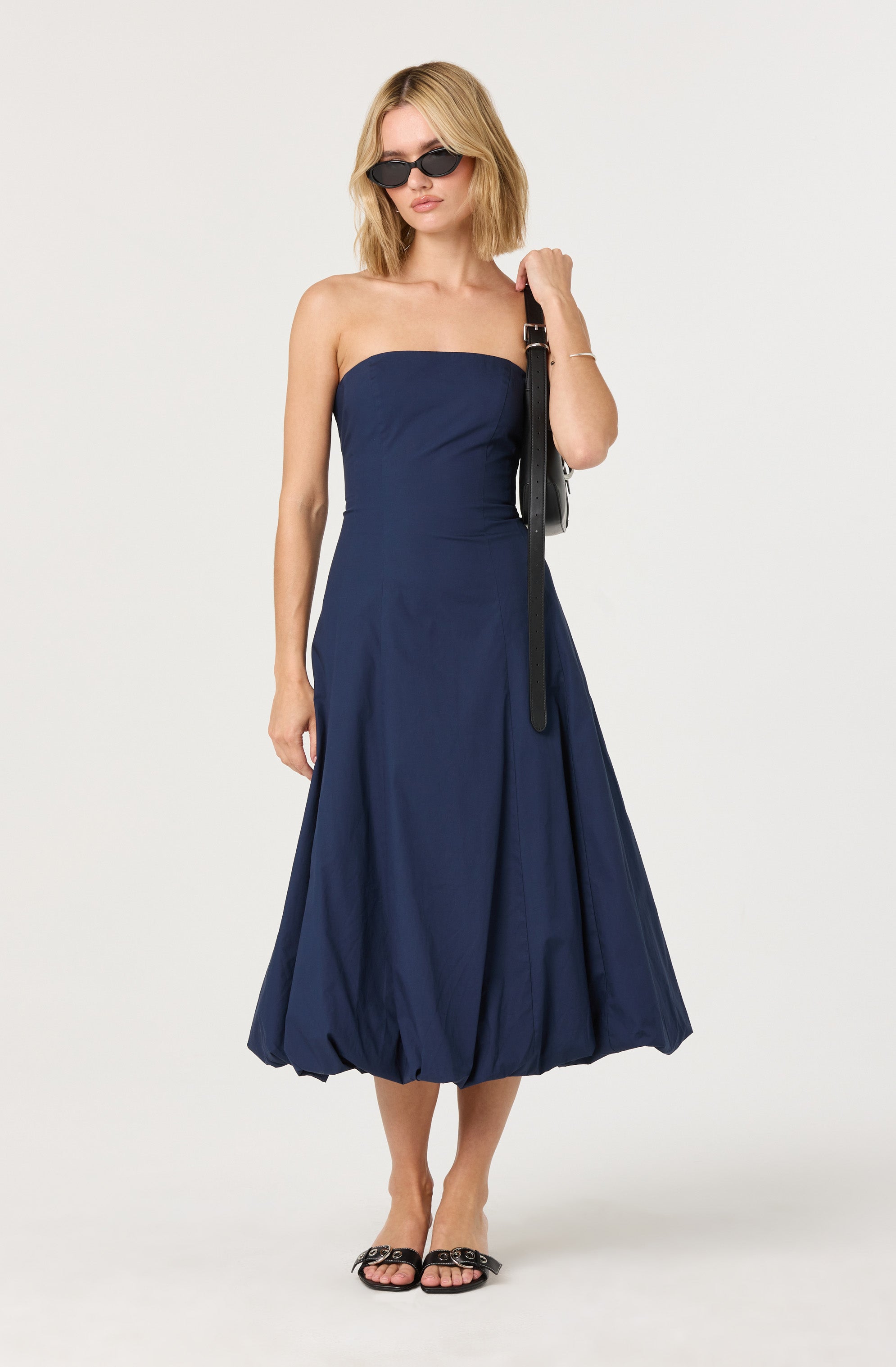 Lace Up Strapless Bubble Dress、mySite、solidvoid