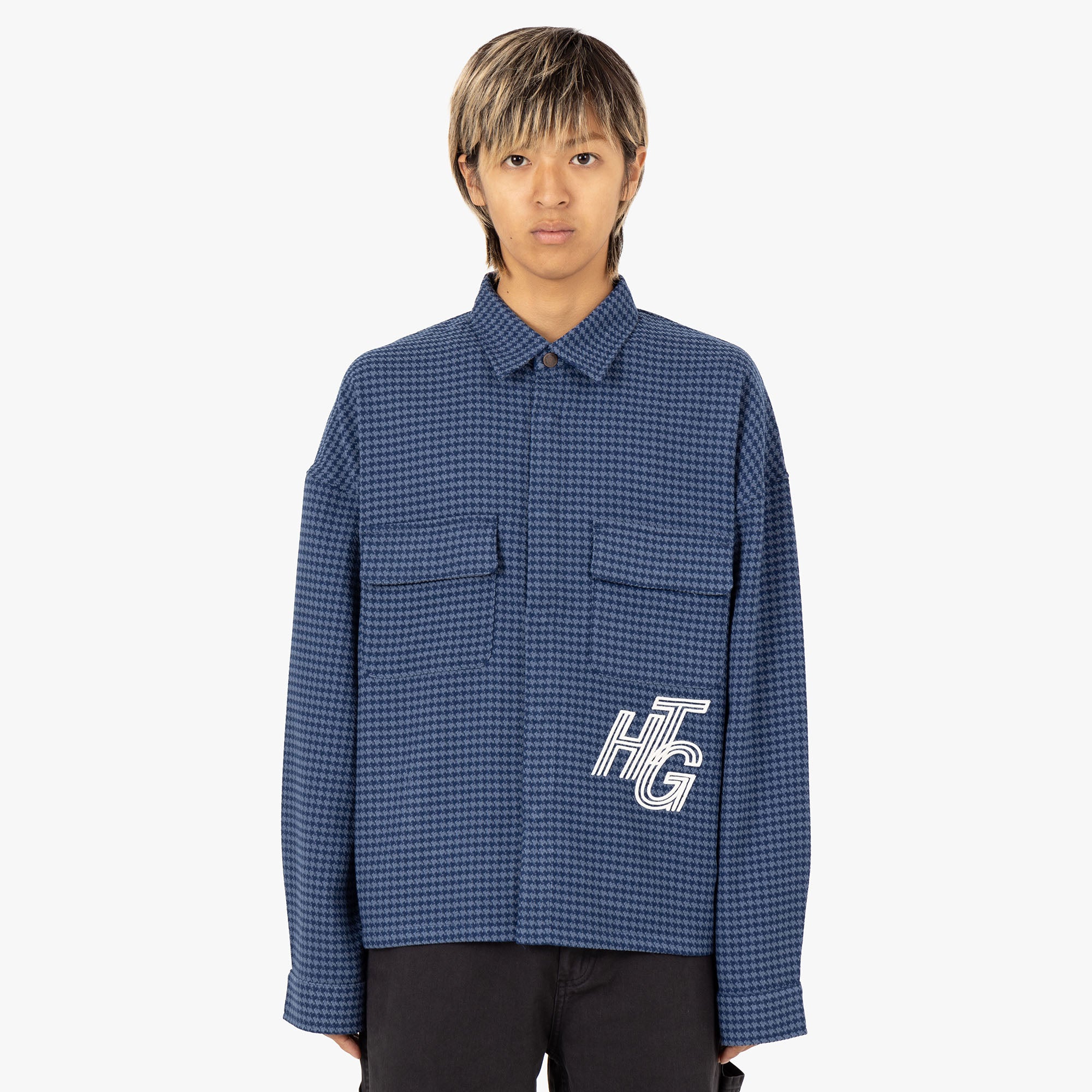  Honor The Gift Houndstooth Shirt / Navy、mySite、merchandisen