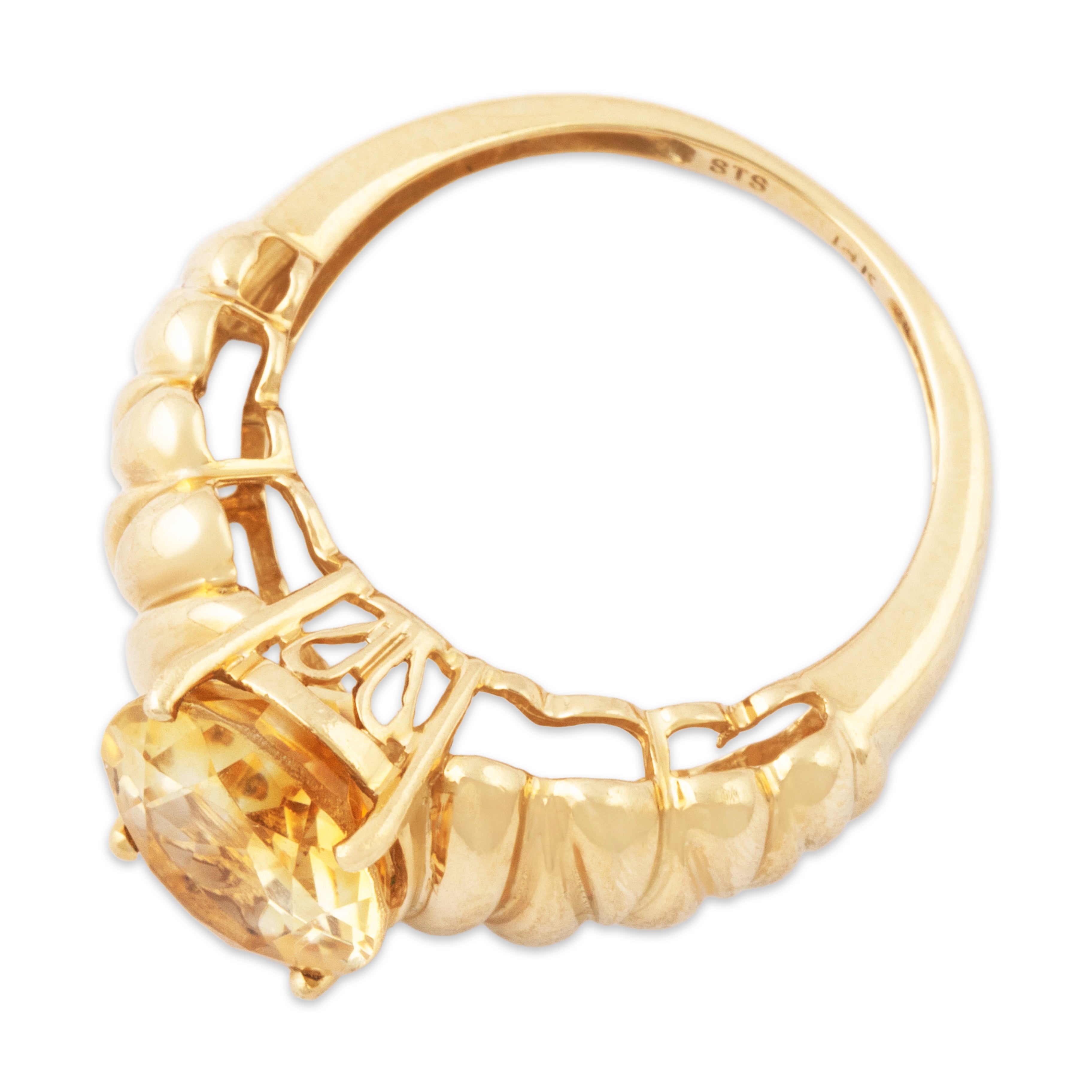 Vintage 14k Yellow Gold 2.88ct Citrine Sunny Cocktail Ring 6.00、mySite、hinf8tx79