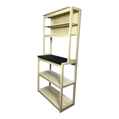  31.5" White and Black color 5-Tier Bakers Rack for Kitchen with Storage, Coffee Bar, Kitchen Shelves, Microwave Stand、、yumabirdnaturehistoryfestival