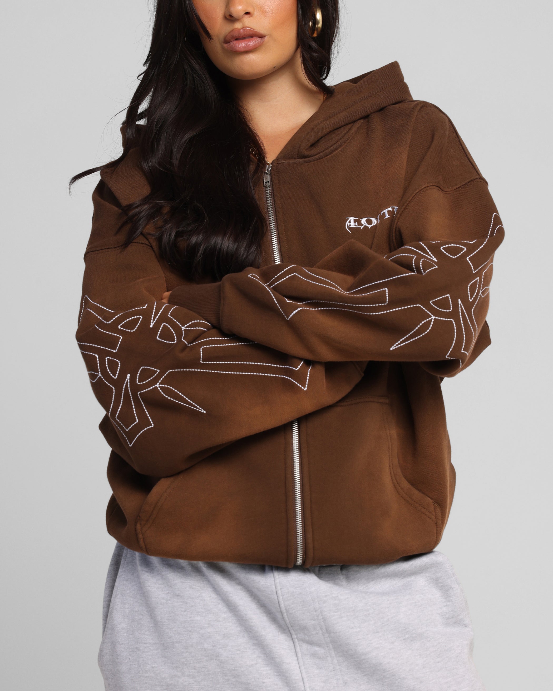 Loiter Atmosphere Zip Hoodie Vintage Brown、mySite、zt4zffjzw