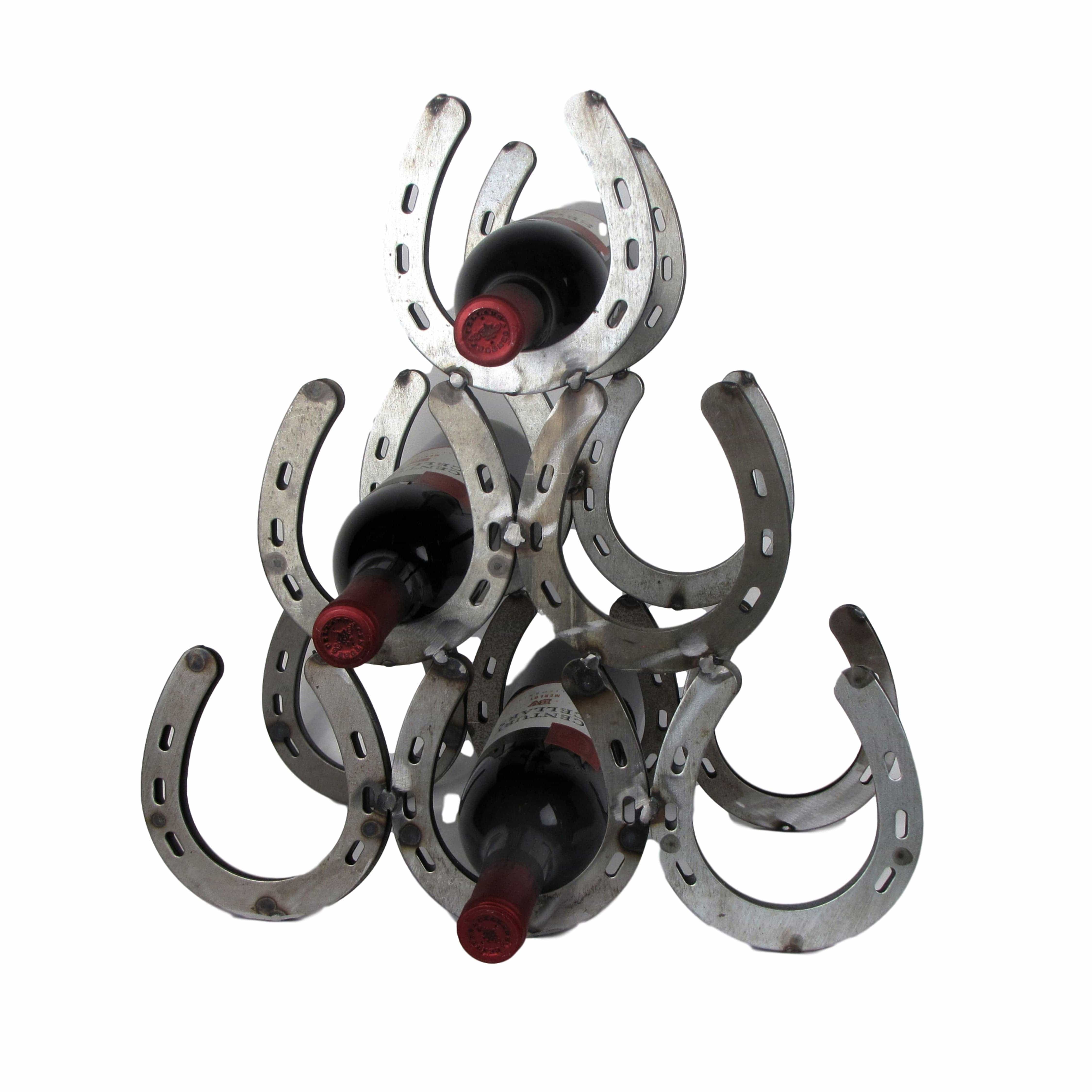 Horseshoe Six Bottle Pyramid Wine Display-Wine Rack for Horse Lovers *、mySite、g9winljtr