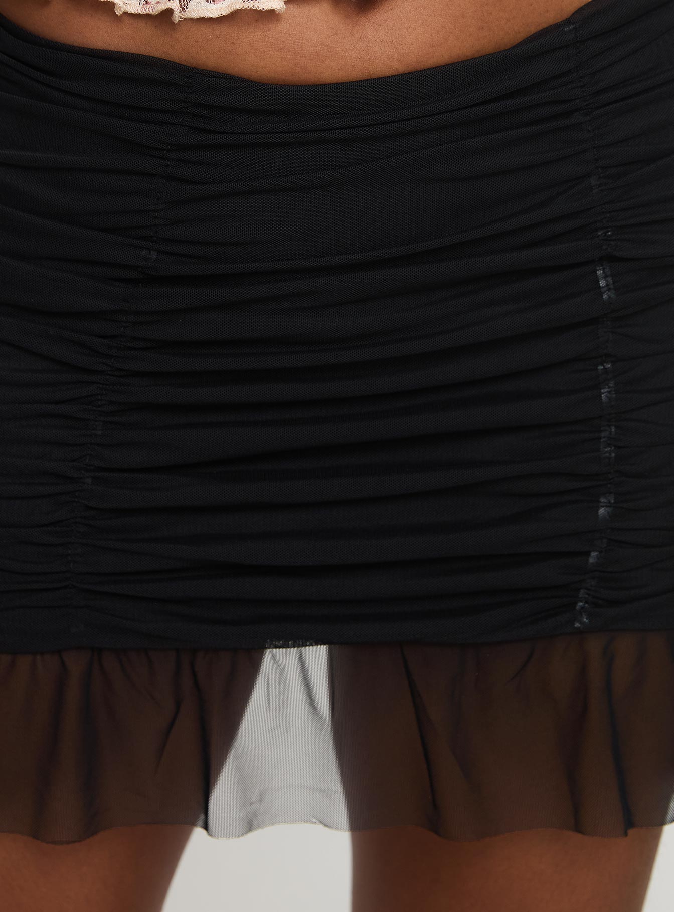 Nonsense Ruched Mini Skirt Black、mySite、solidvoid