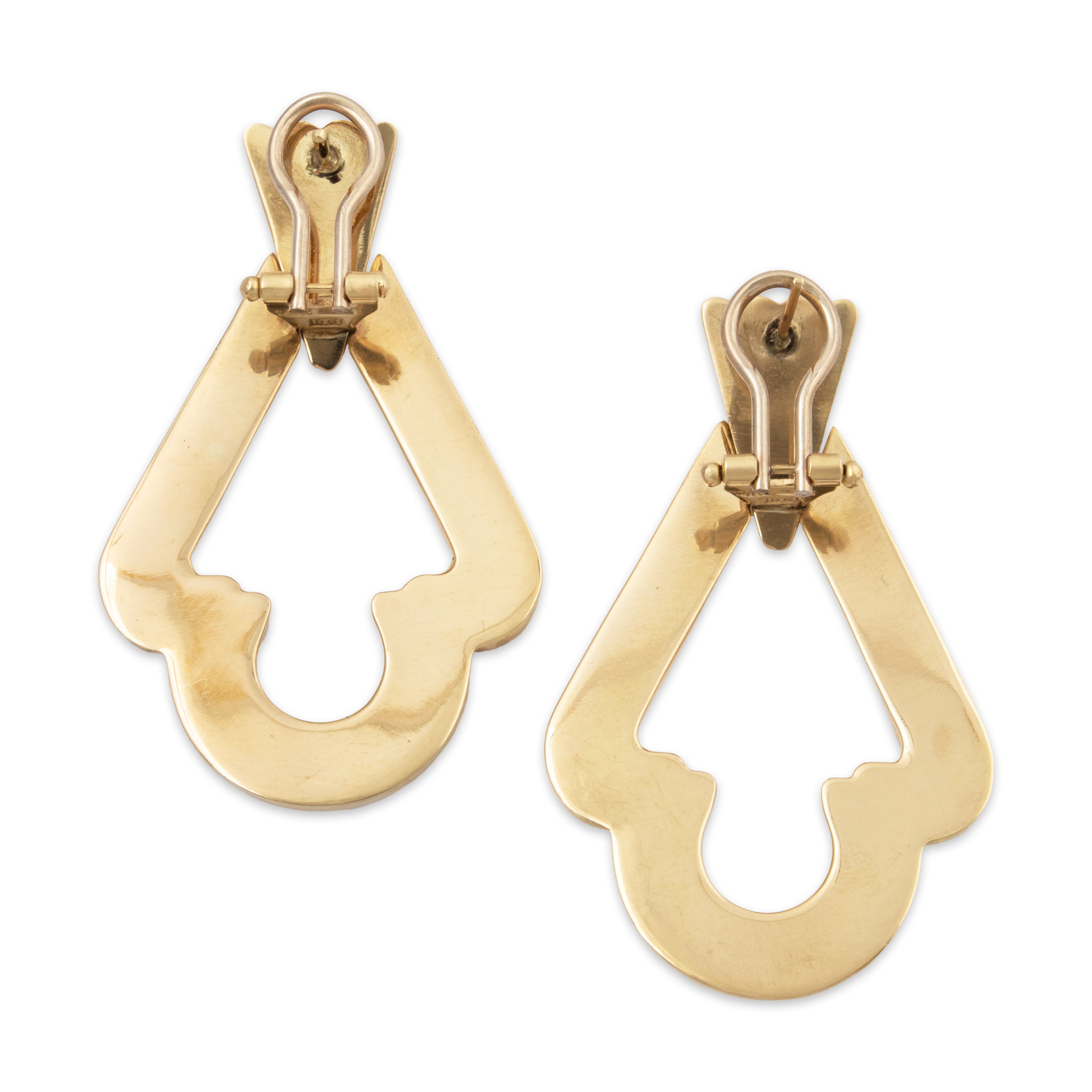 Vintage Huge Italian 14k Yellow Gold Modernist Earrings、mySite、hinf8tx79