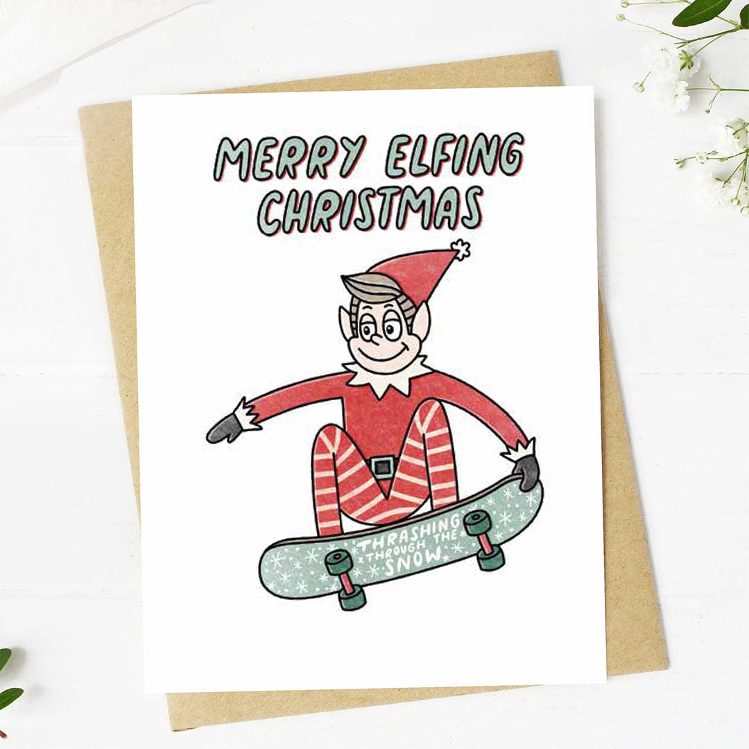  Merry elfing Christmas Skateboard Card、mySite、elrpsem3k