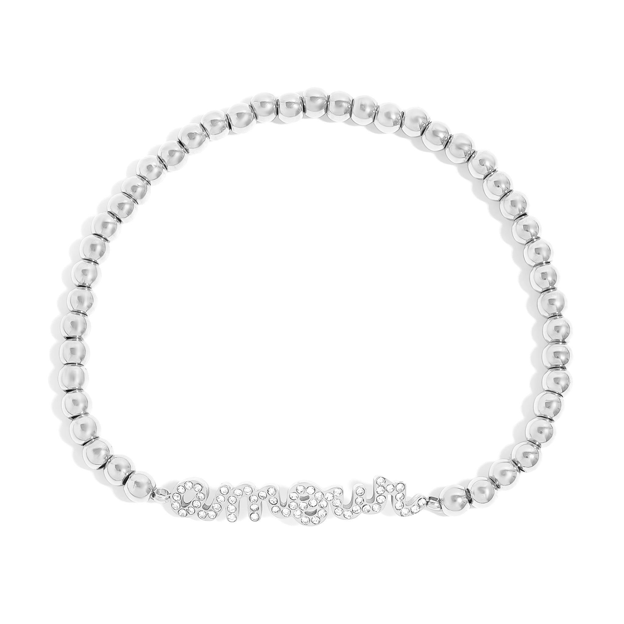 18K Gold PVD Stainless Steel Stone Amour Metal Beaded Stretch Bracelet / BRJ1015、mySite、dreamappss