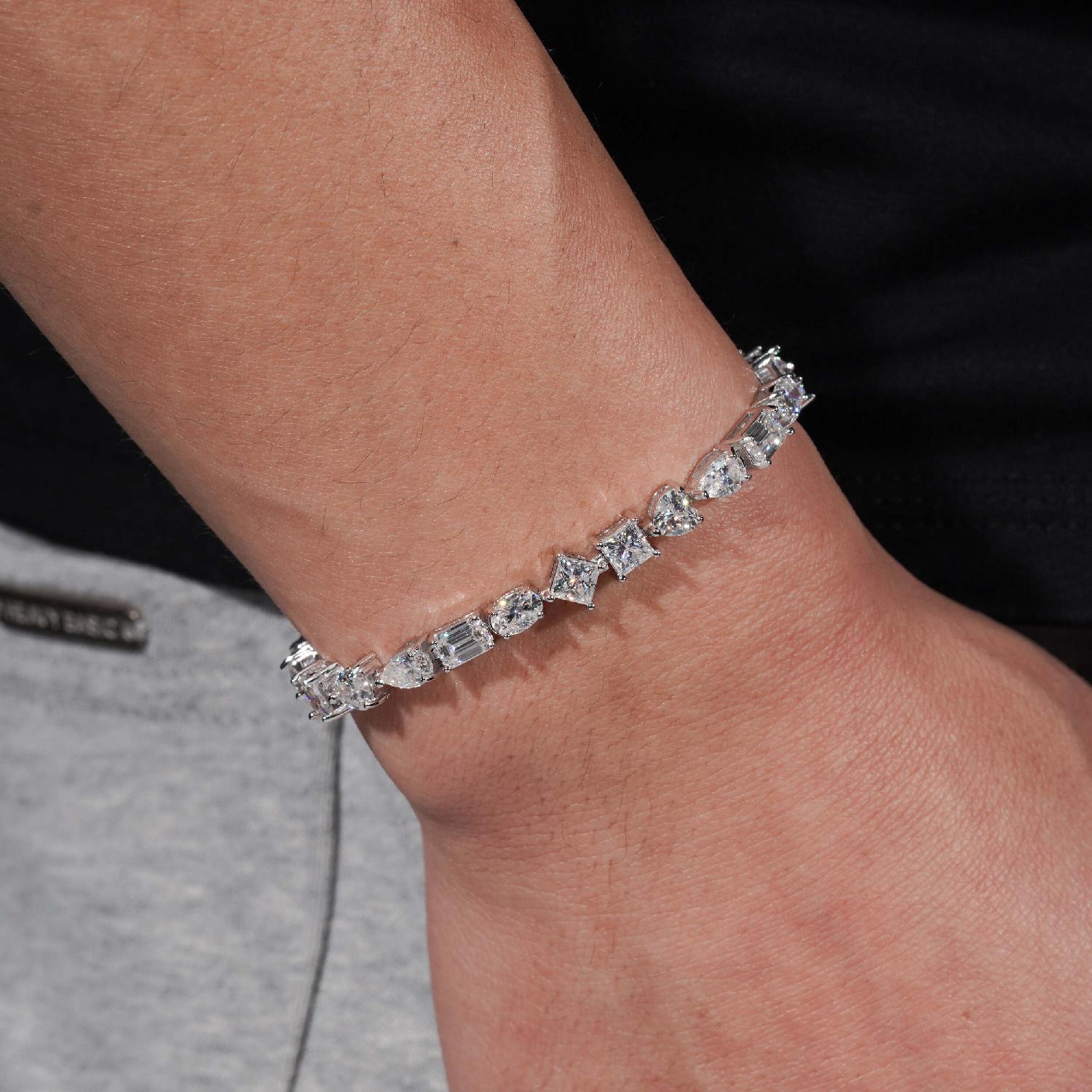 4MM Multi-Shape Moissanite Tennis Bracelet 14K Gold、mySite、hinf8tx79