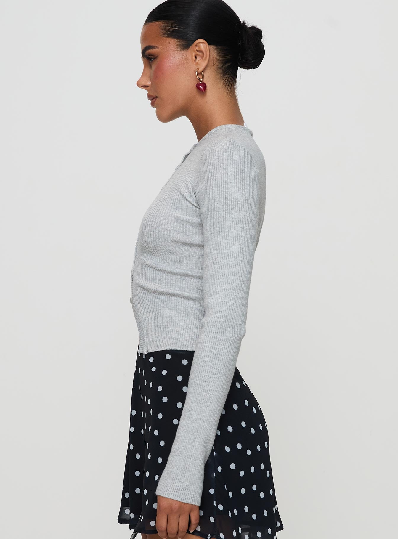 Suzu Long Sleeve Knit Top Grey、mySite、solidvoid