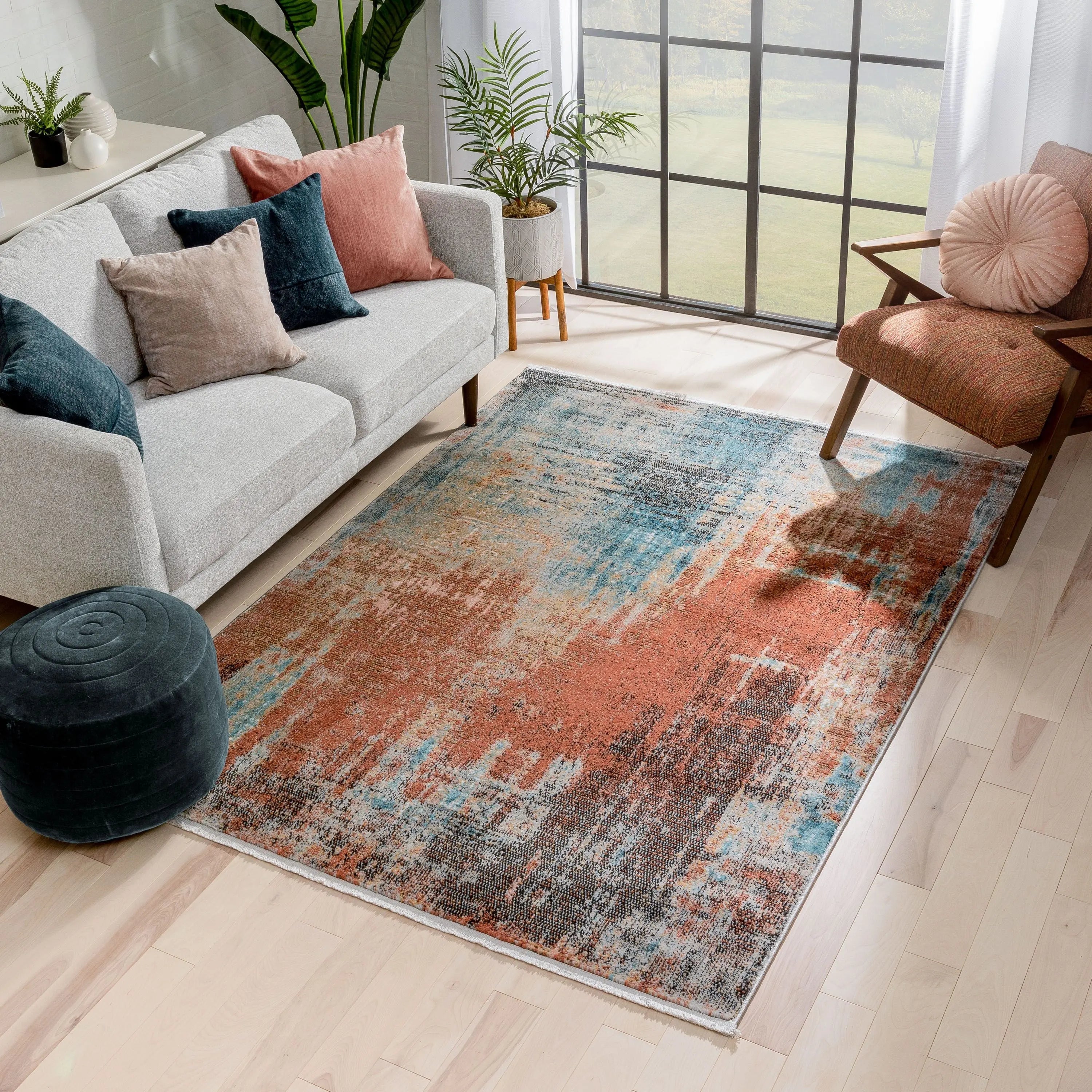 Regen Bohemian Modern Abstract Distressed Multi 2'3 x 7'3 Runner Rug、mySite、gigharbornorthrealestate
