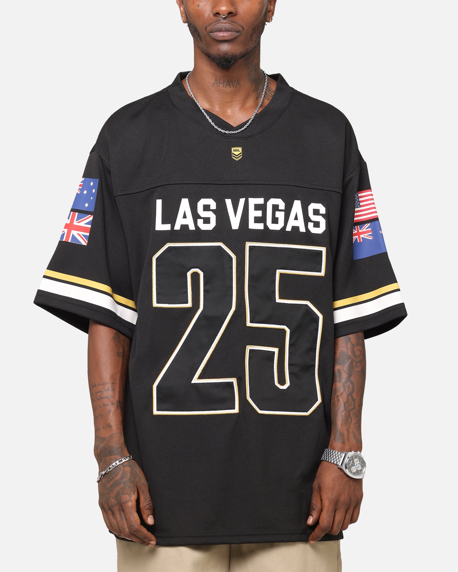 Bleacher Athletic NRL 2025 Las Vegas Round Grid Iron T-Shirt Black、mySite、zt4zffjzw