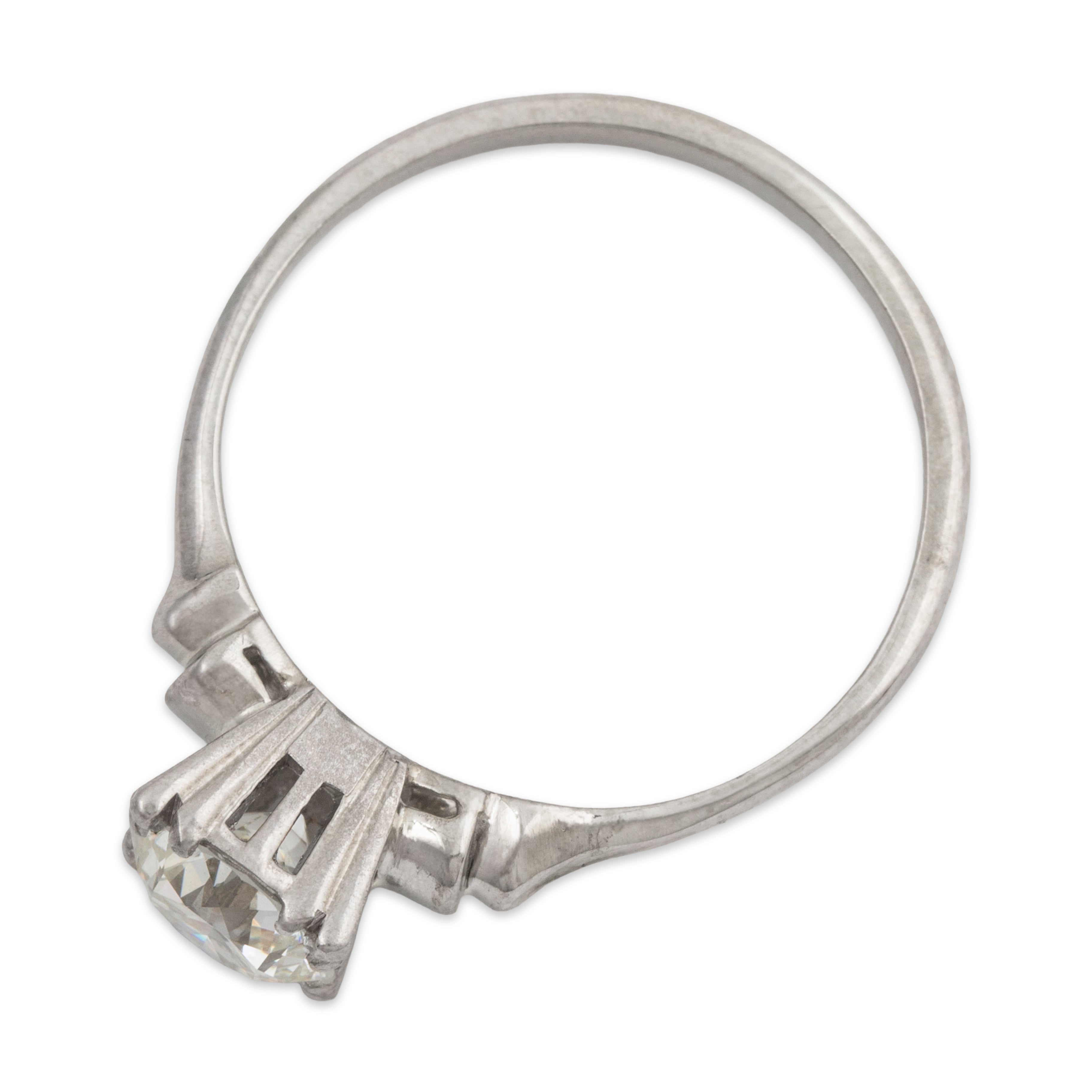 Vintage 14k White Gold .85ct Old European Cut Diamond Engagement Ring 6.50、mySite、hinf8tx79