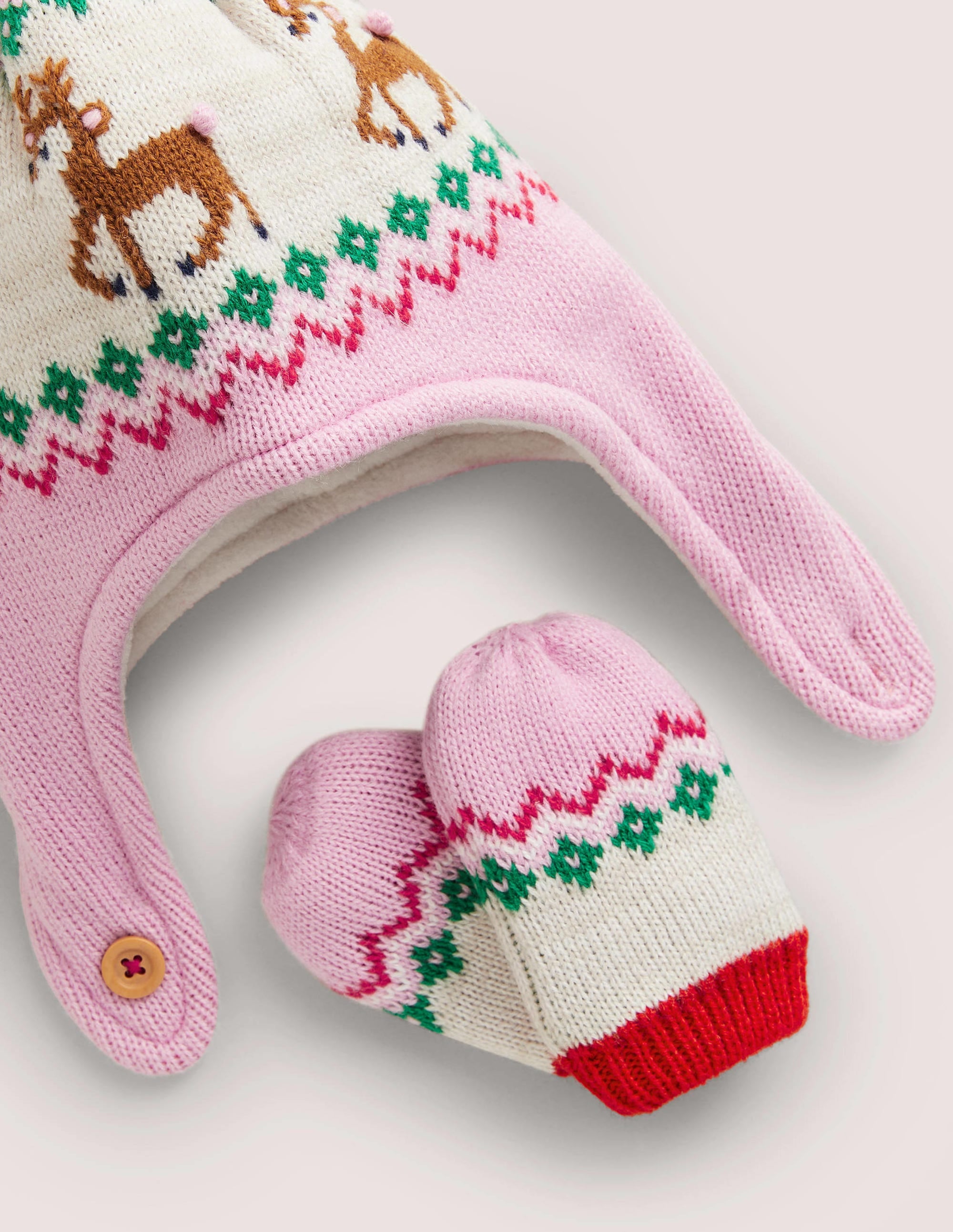  Novelty Hat and Mittens Set-Fair Isle Pink、mySite、ashleygrahame