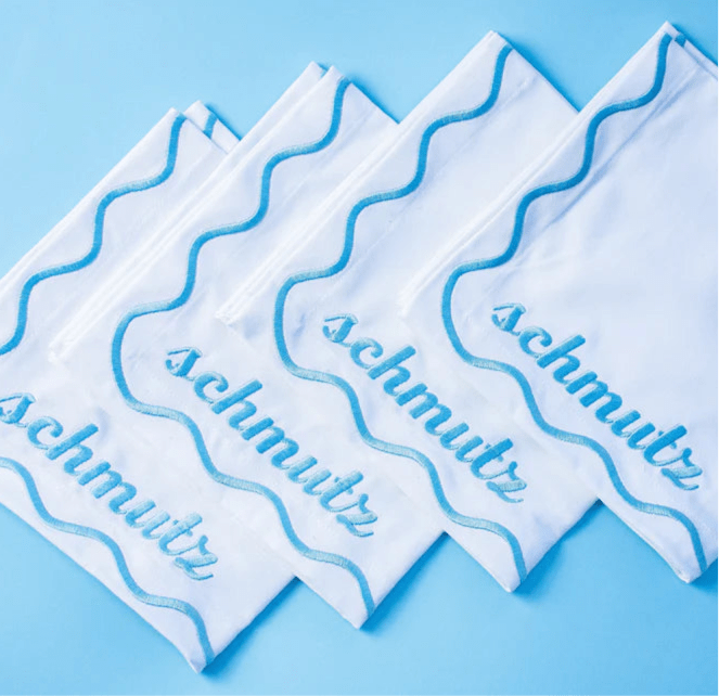 Schmutz Dinner Napkins - Set of 4 - (Light Blue, Dark Blue or White)、mySite、topwebapps