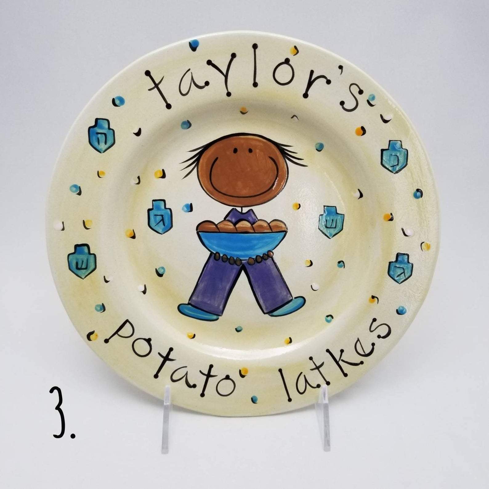 Personalized Potato Latkes Hanukkah Plate: Feminine, Masculine or Gender Neutral、mySite、topwebapps