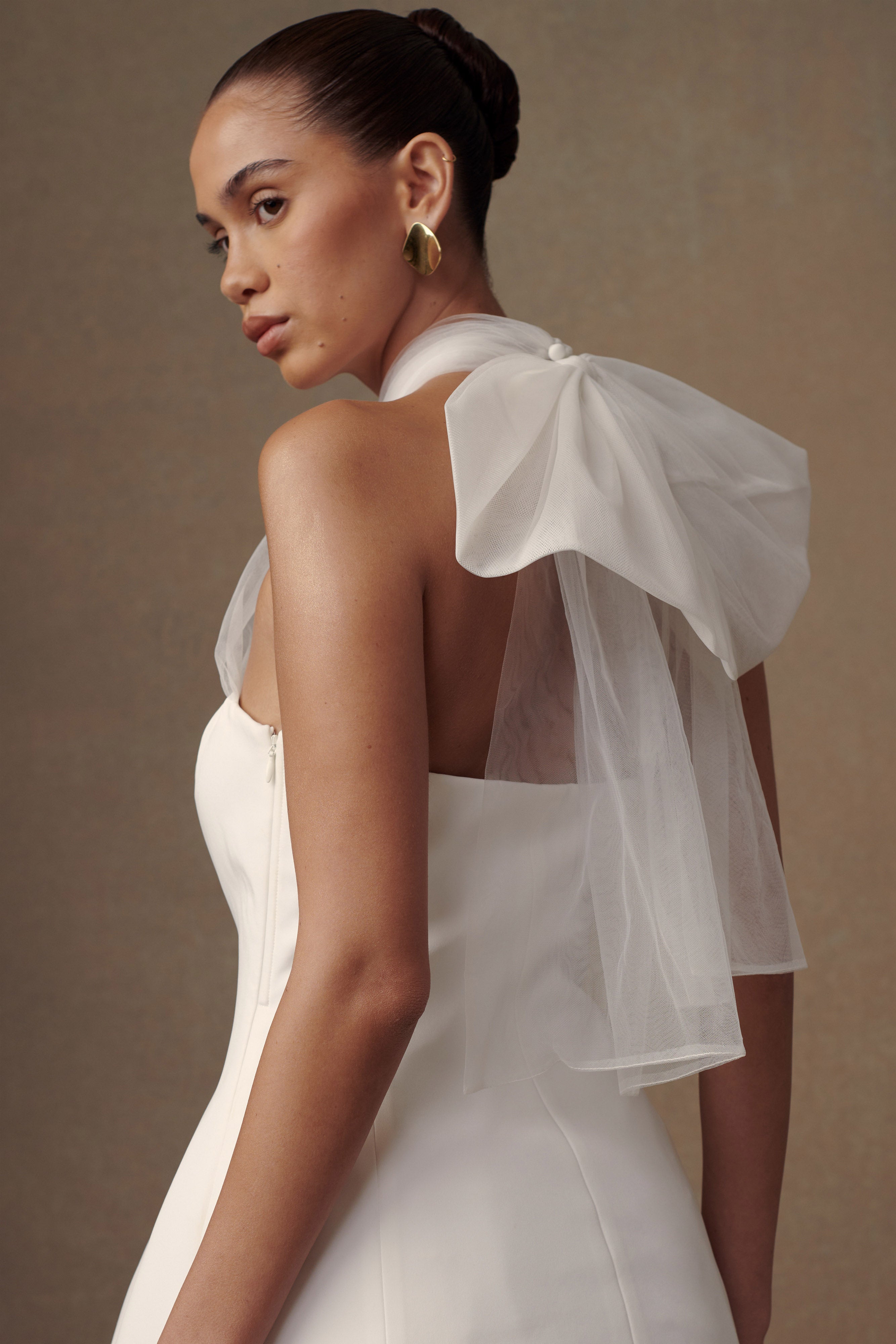 Maryam Tulle Bow Mini Dress - White、mySite、solidvoid