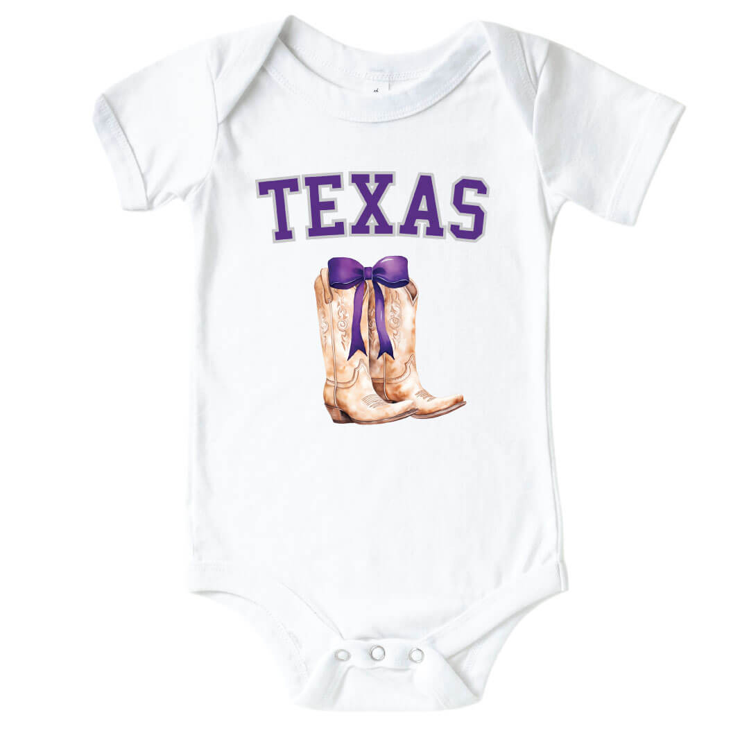  Texas Christian University | Footballs & Bows Graphic Bodysuit、mySite、layawaytickets