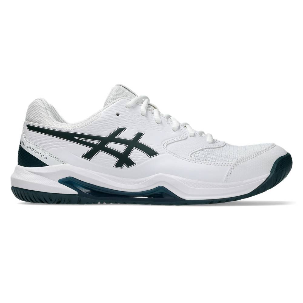 Asics Gel Dedicate 8 Men's Tennis Shoe (White/Saxon Green)