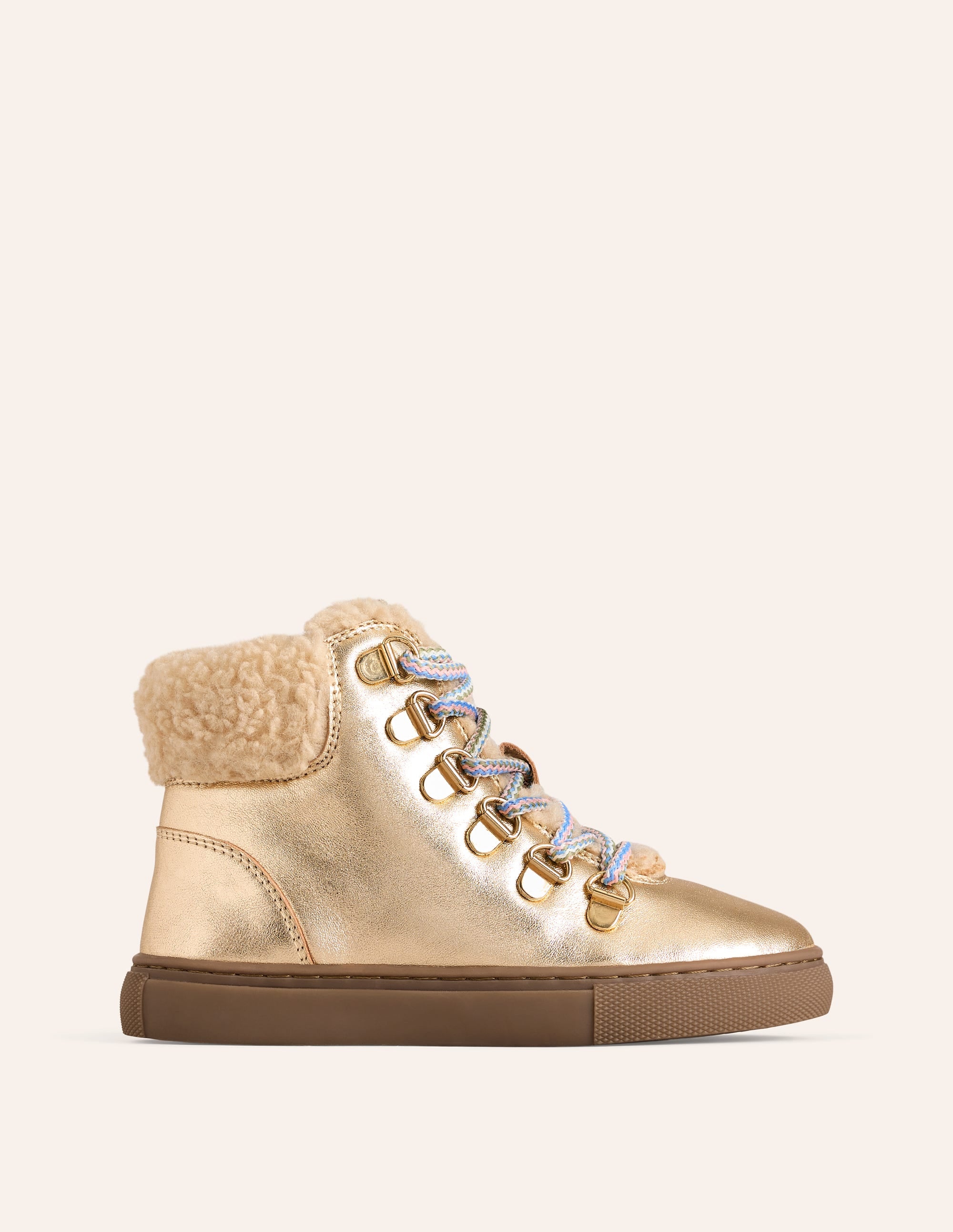  Cosy Leather Lace Up Boots-Pale Gold、mySite、ashleygrahame