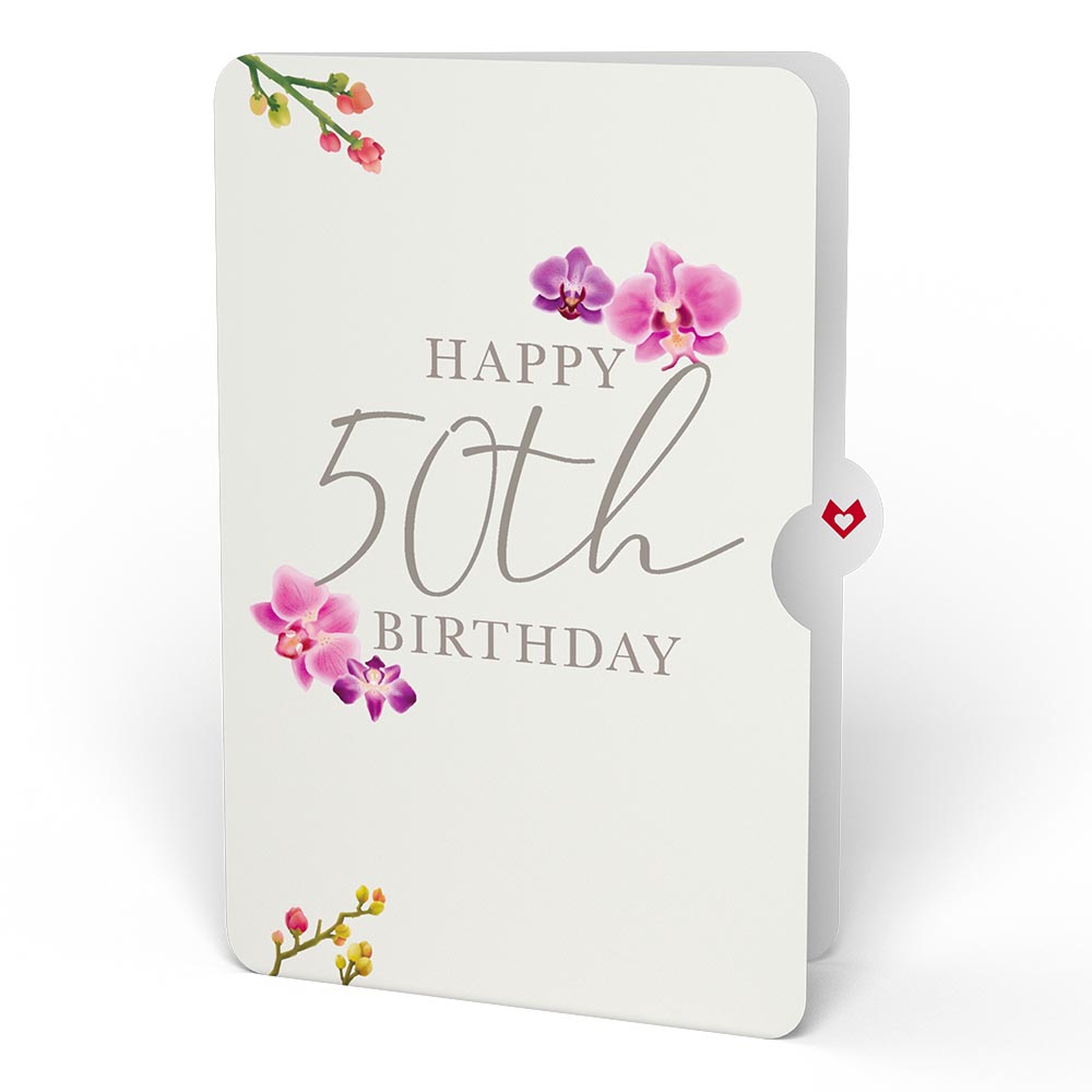 Watercolor Orchid 50th Birthday Pop-Up Card and Sentiment Set、mySite、solidvoid