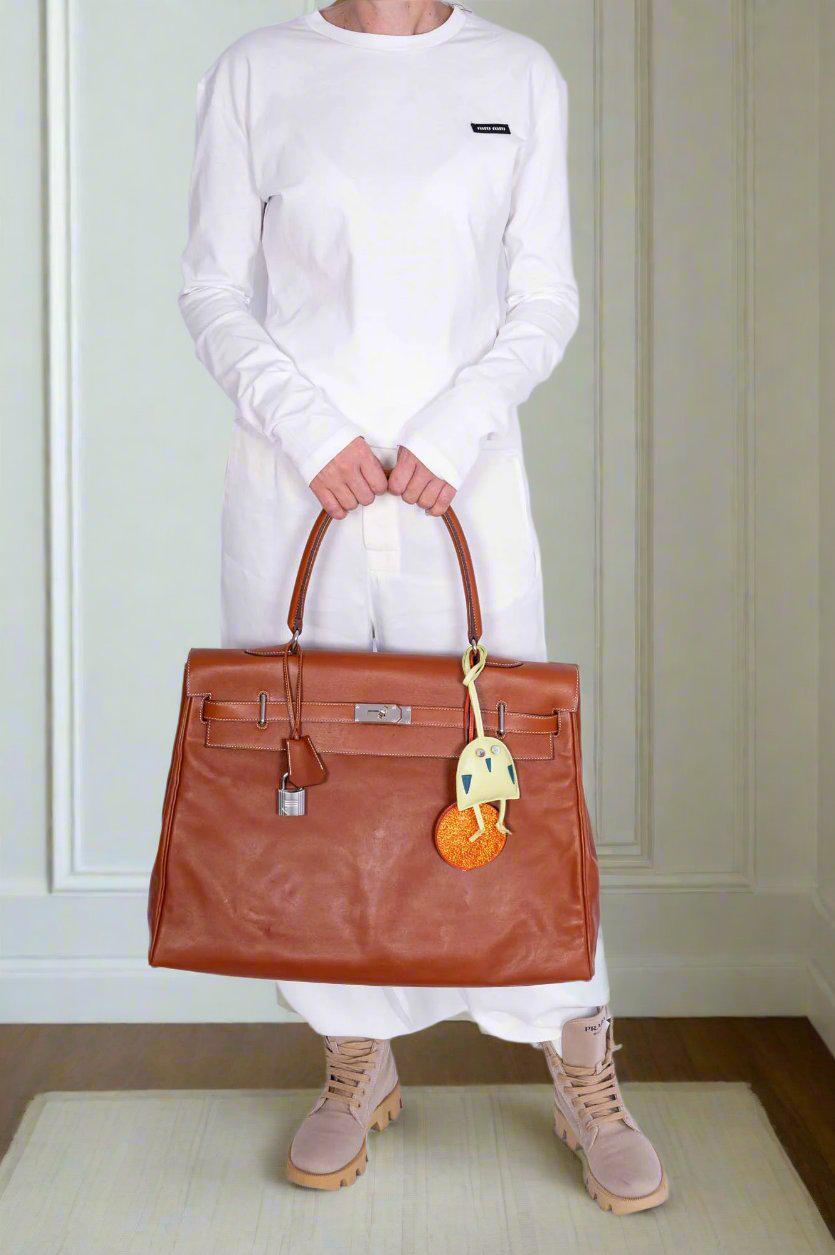 Hermès Kelly 50 Relax Travel Bag Fauve Box Leather Palladium Hardware、mySite、garminoutage.com