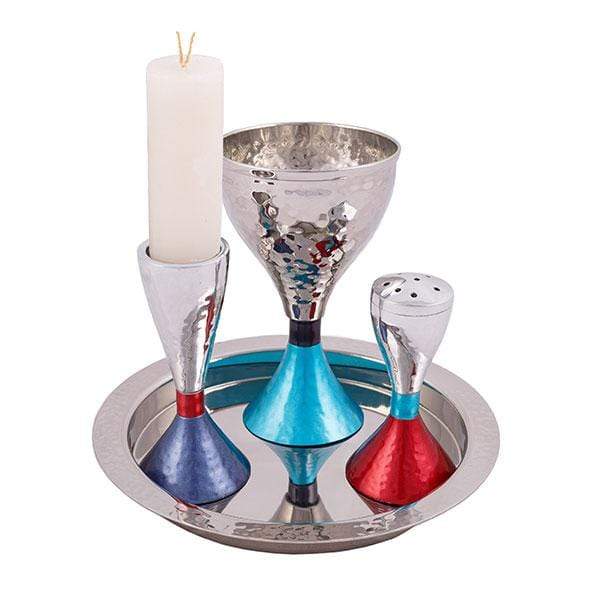 Hammered Nickel Havdalah Set by Yair Emanuel - Multicolored、mySite、topwebapps