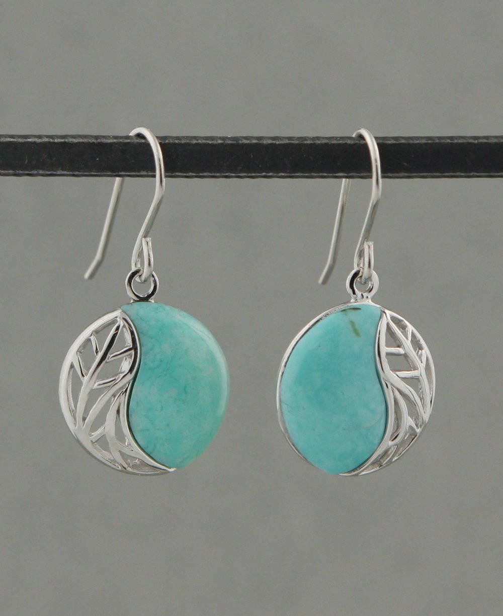 Feather and Turquoise Yin Yang Earrings, Sterling Silver、mySite、topwebapps