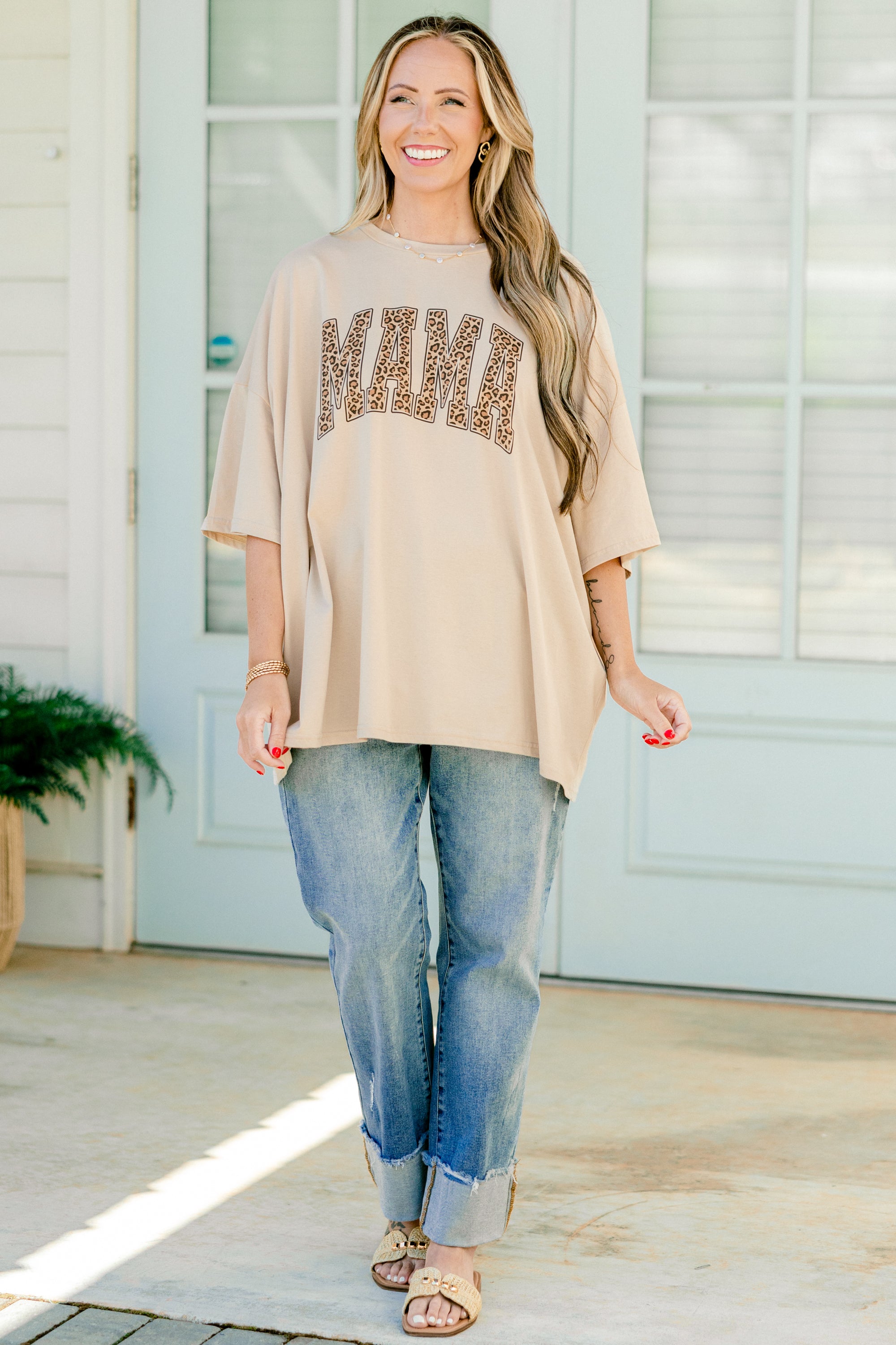  Leopard Mom Boyfriend Tee, Light Mocha、mySite、justintrudeaud