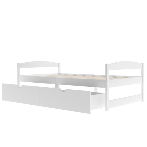 Twin size platform bed, with two drawers, gray、、casual