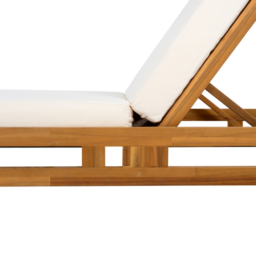 LOUNGE CHAISE SET, ACACIA WOOD WITH WATER-RESISTANT LOUNGE CUSHIONS (CREAM & 4 INCH THICK) - MATCHING DARK GREY VERSION AVAILABLE、、eastwooduniform