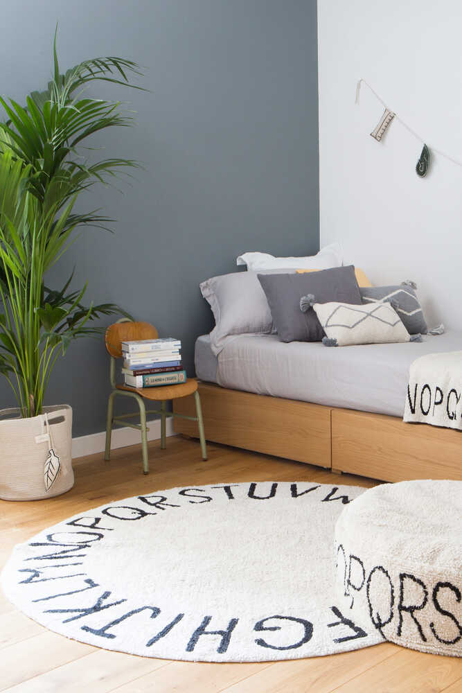 WASHABLE ROUND RUG ABC NATURAL - BLACK、mySite、gigharbornorthrealestate