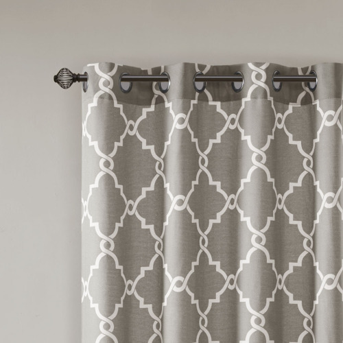 Fretwork Print Grommet Top Window Curtain Panel(Only 1 Pc Panel)、、eastwooduniform