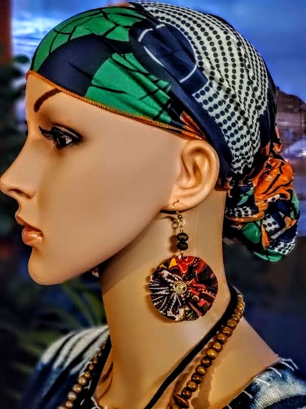 Red and Off White African Print beaded Earrings-DP3975ER9、mySite、solidvoid