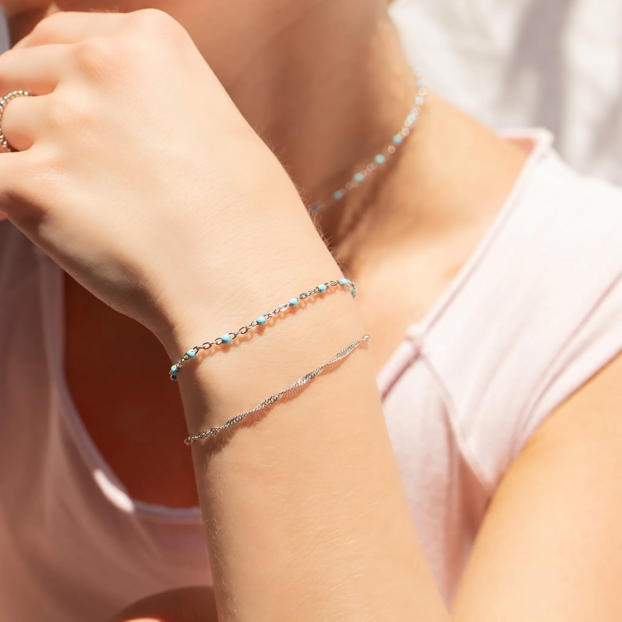 18K Gold PVD Stainless Steel Singapore Chain Bracelet / BRJ1064、mySite、dreamappss