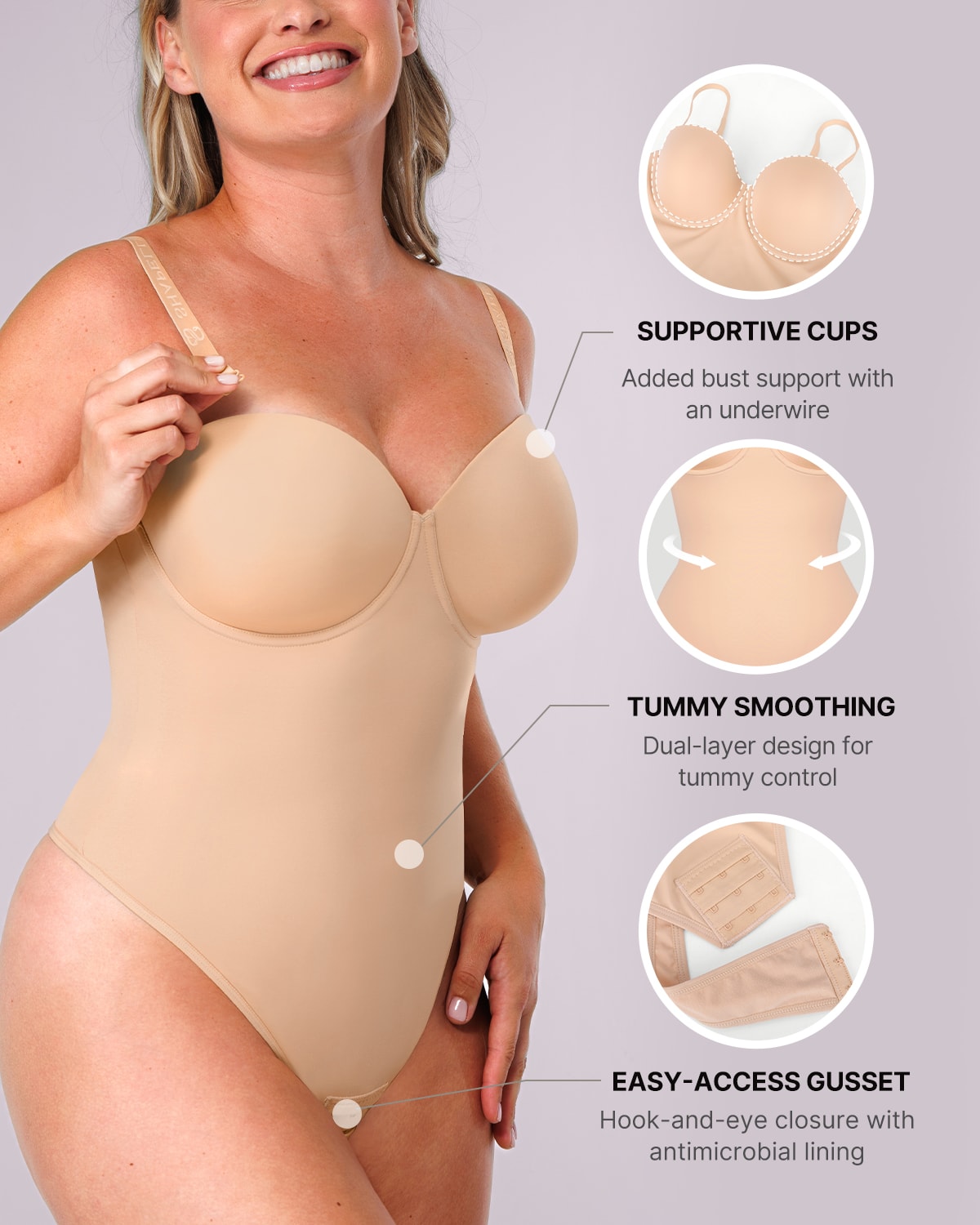 Bare Essentials™ AirSlim® Strapless Thong Bodysuit、mySite、bengalsvssteelers