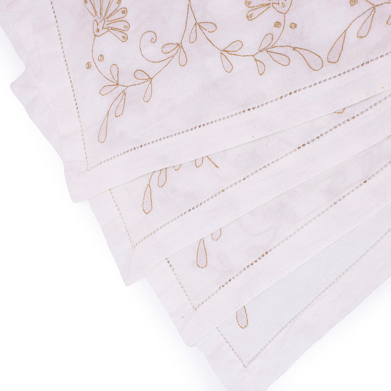 Cotton Table Mat Set | Placemats | White & Beige | Set of 4、mySite、camillekostekn