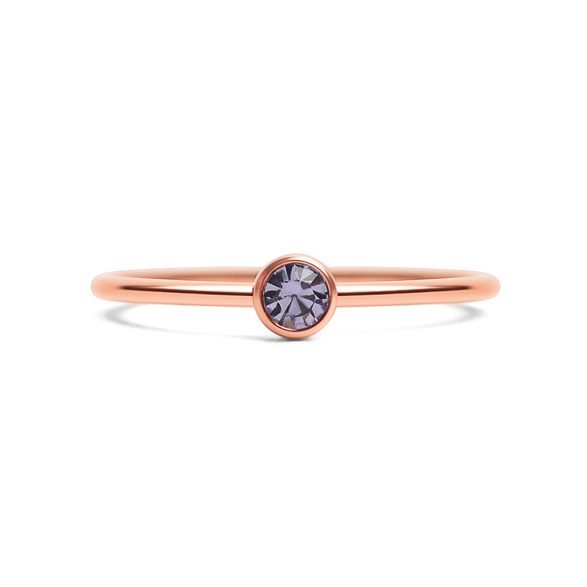 18k Rose Gold PVD Coated Stainless Steel Birthstone Stacking Ring / ZRJ1002、mySite、dreamappss