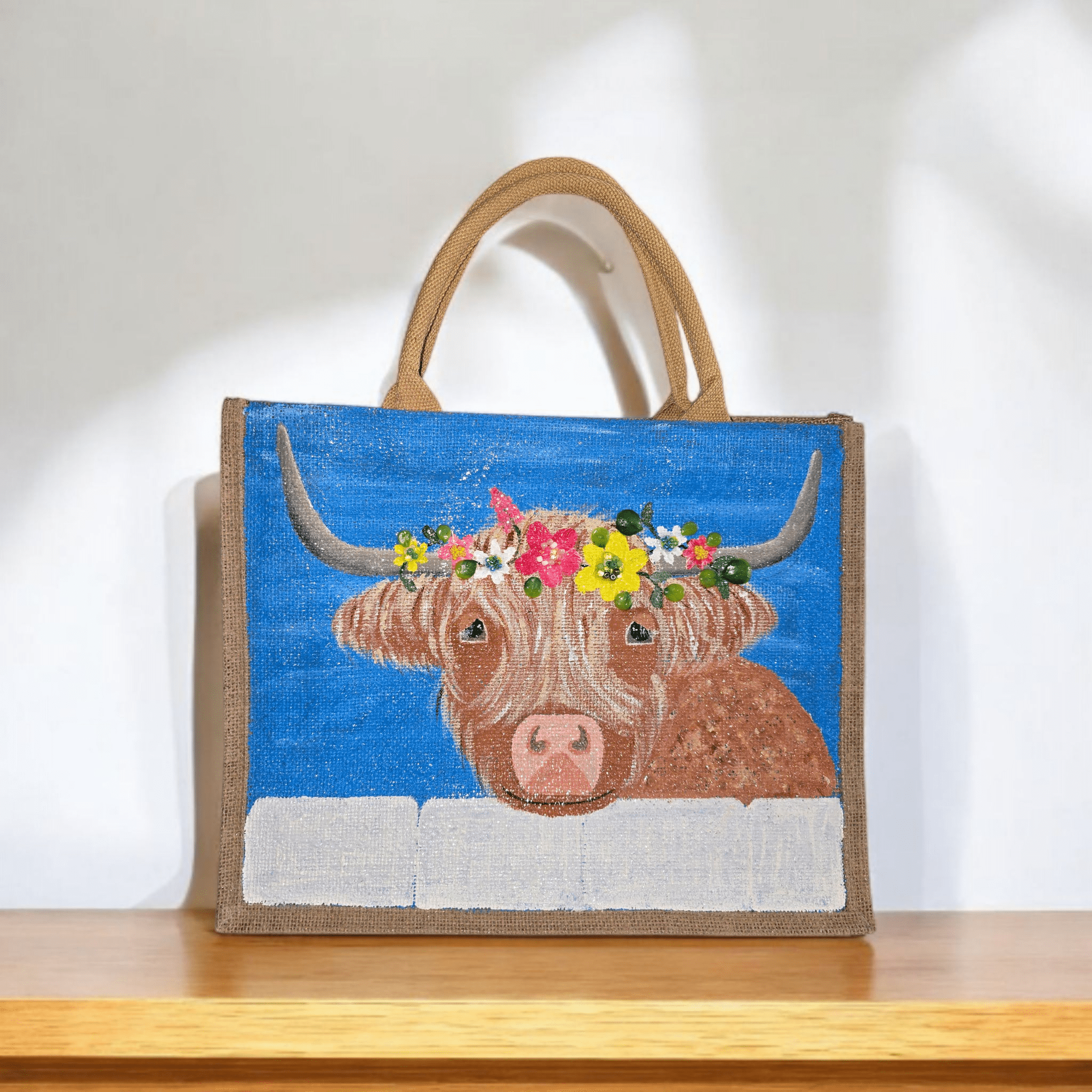 Highland Cow Tote Bag Handpainted Original Art Made in the USA、mySite、g9winljtr