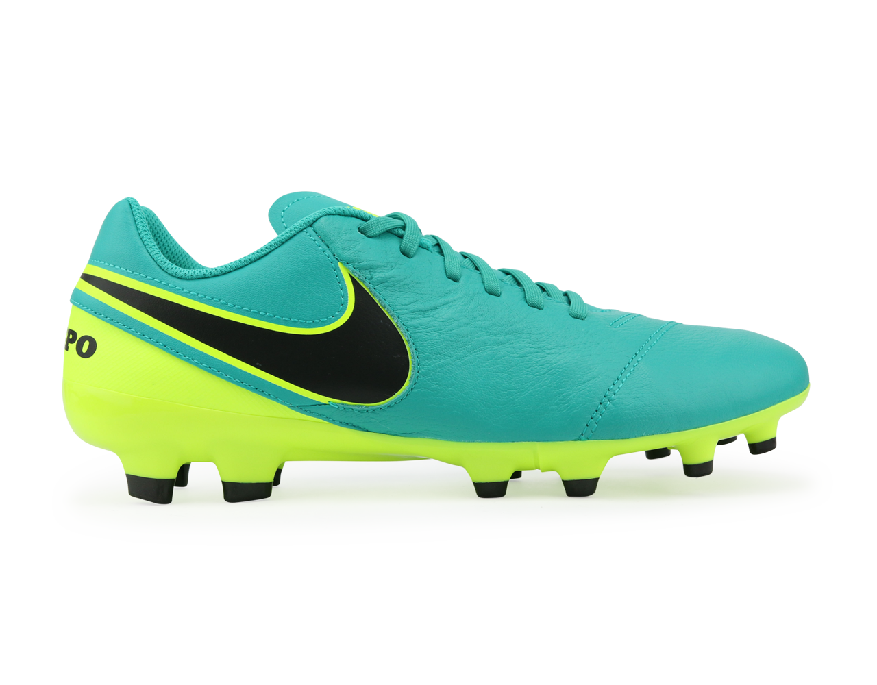 Nike Men's Tiempo Genio Leather FG Clear Jade/Black/Volt、mySite、noshort