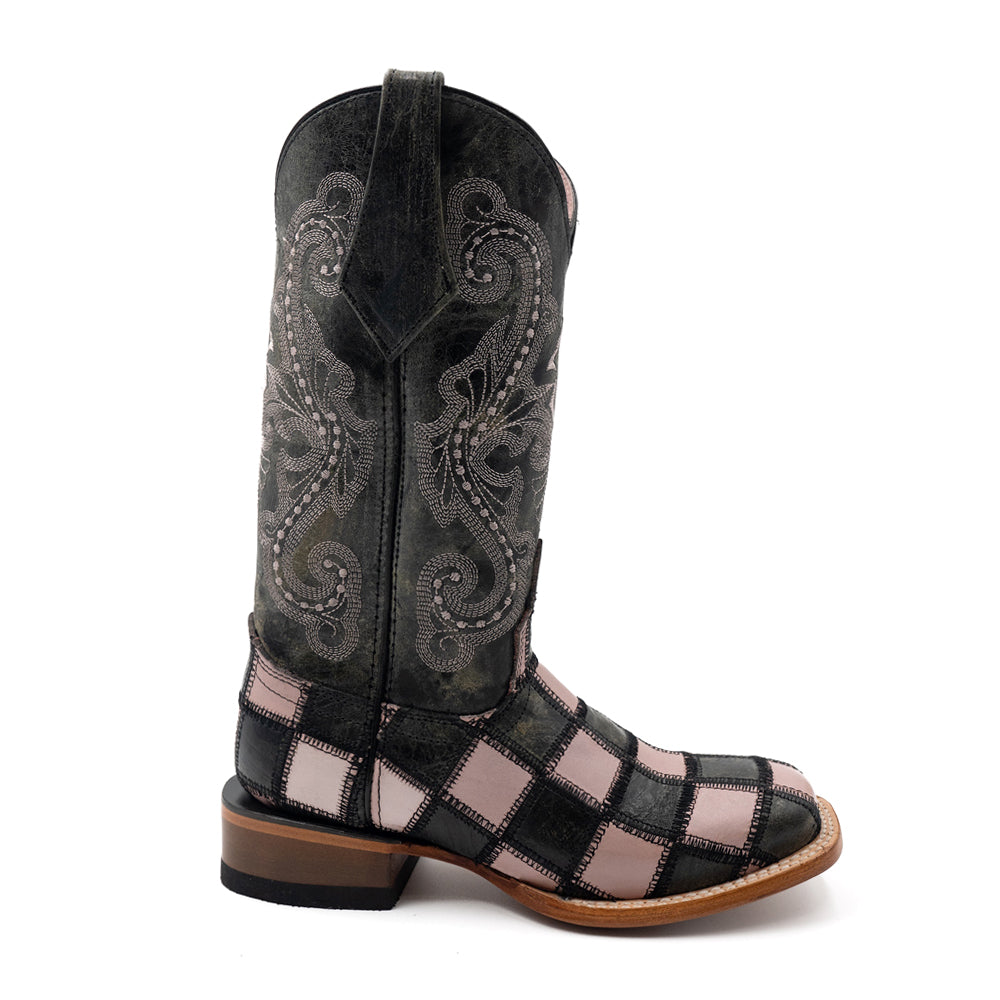 Patchwork Square Toe Pull On Cowboy Boots、mySite、gtrtttuynbv