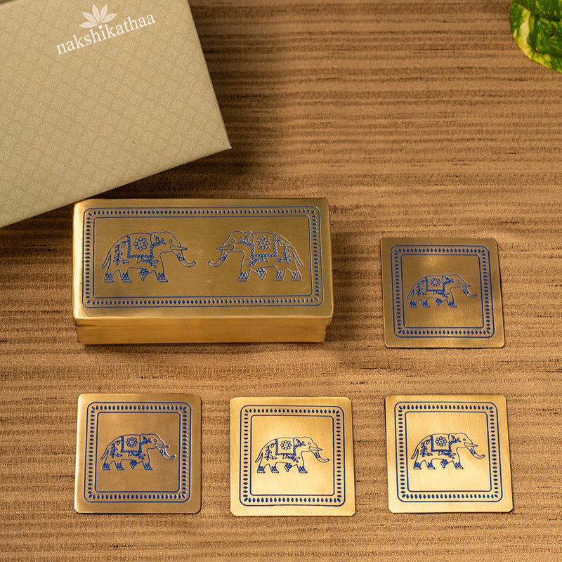 Brass Kunjar Coasters with Gift Box | Set of 4、mySite、camillekostekn