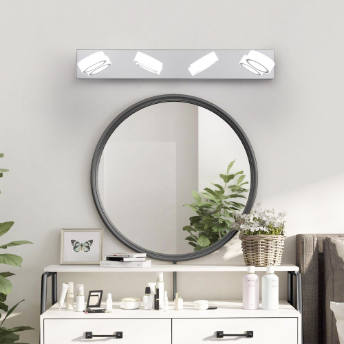 52" Modern 7-Light LED Vanity Light Fixture - Chrome Finish with Acrylic Light Shades - Energy-Efficient Bathroom Wall Sconce - Dimmable for Mirror, Shower, and Bathroom Decor、、eastwooduniform