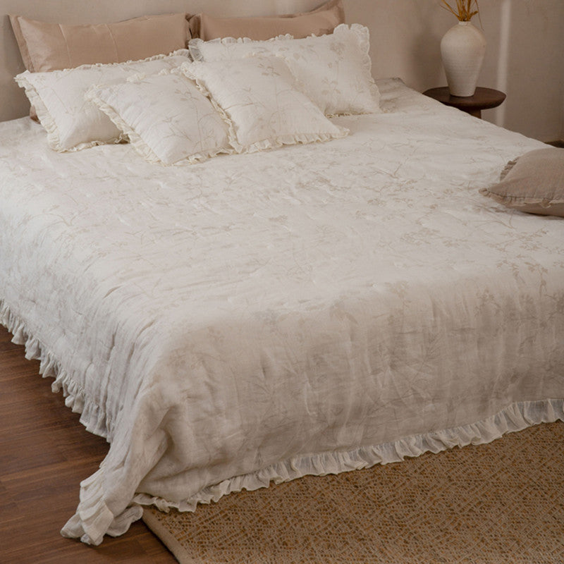 Linen Twilight Ruffle Cushion Cover | Ivory | 45 x 45 cm、mySite、camillekostekn