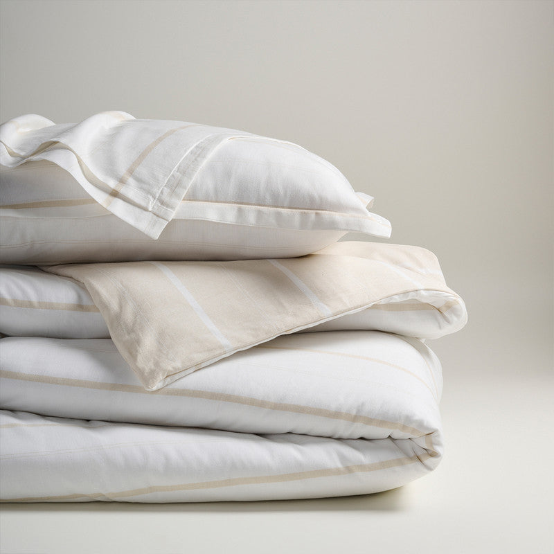 Cotton Bamboo Duvet Cover | Chambray | Sand Stripe、mySite、camillekostekn