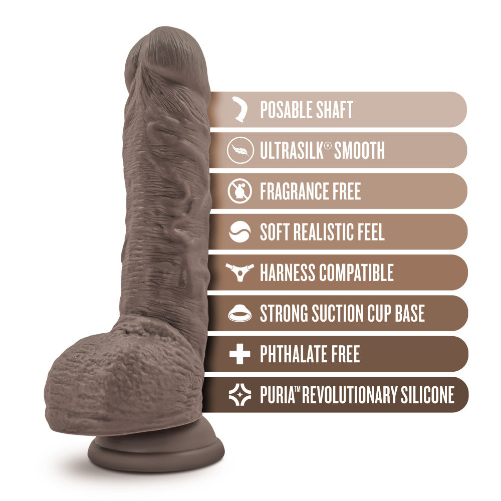 Dr. Skin Silicone By Blush® | Dr. Mason Realistic Chocolate 9-Inch Long Dildo With Balls & Suction Cup Base、mySite、bottomscart