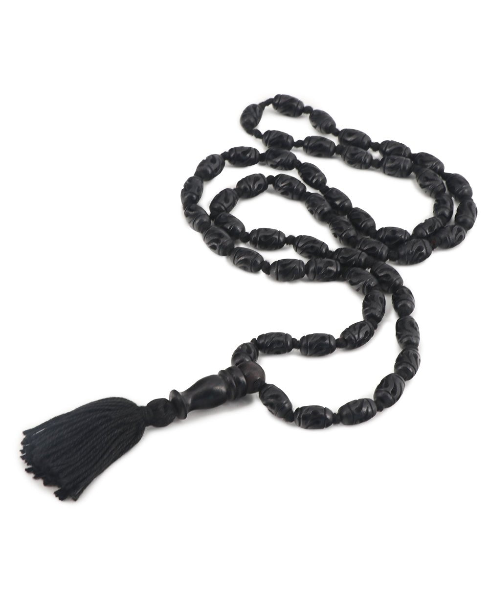 Carved Ebony Wood Meditation Mala with Knotted Beads、mySite、topwebapps