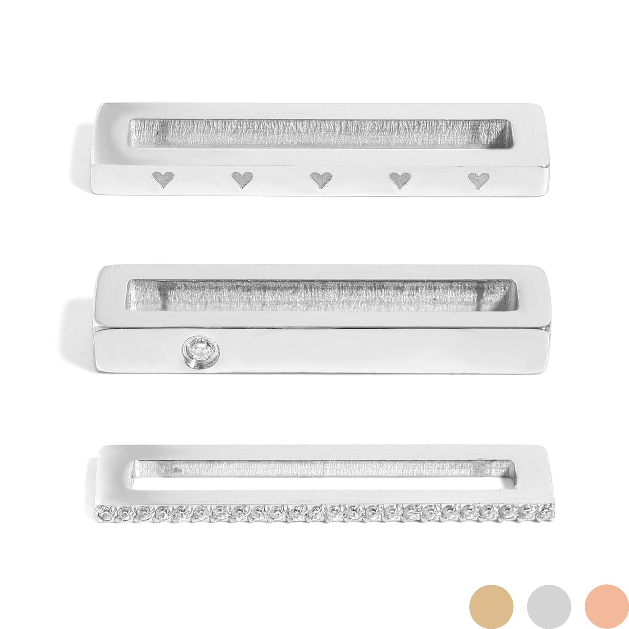 Stainless Steel Engravable 3 Piece Heart Smart Watch Charm Set / SBB0362、mySite、dreamappss