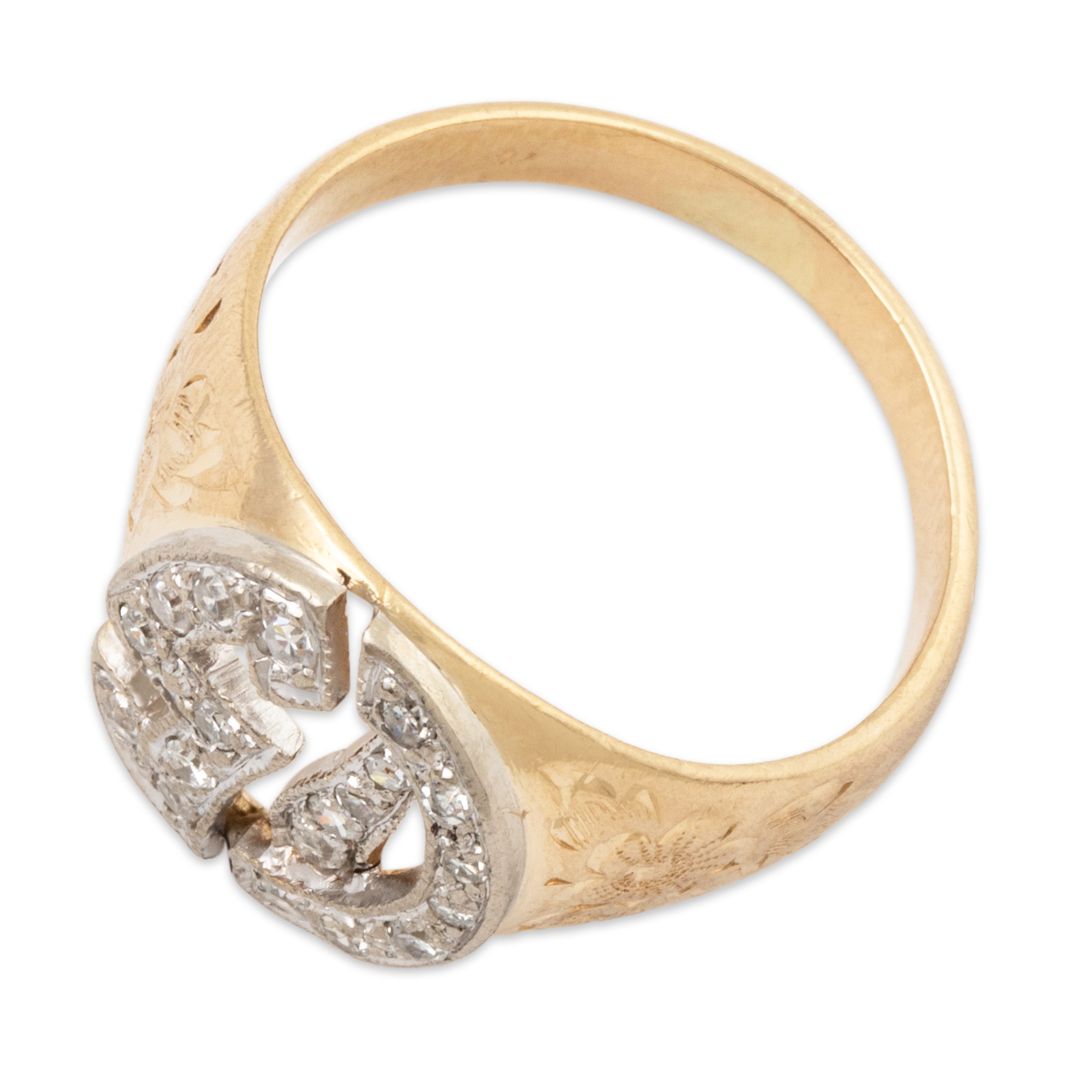 Vintage 14k Yellow Gold .342cttw Diamond SD Openwork Signet Ring 5.75、mySite、hinf8tx79