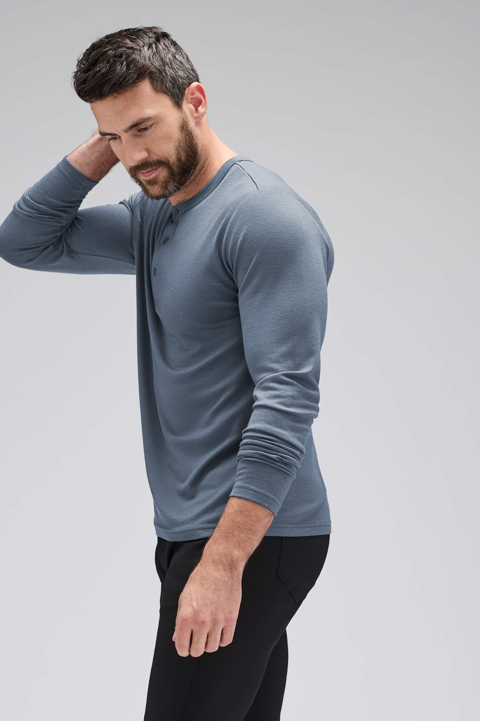 Men's Long Sleeve Merino Henley、mySite、noshort